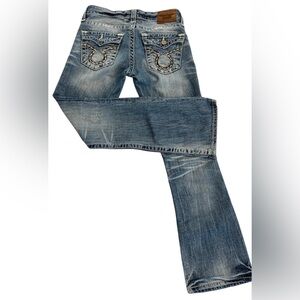 Big Star Liv 5 Pocket Boot Jeans in Distressed Blue Low Rise 27R